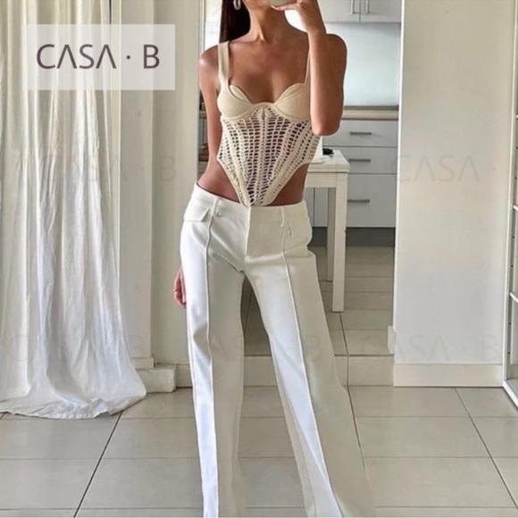 NEW💫CASA B| Siren Crochet Bustier Corset Top in Bone - Picture 2 of 11